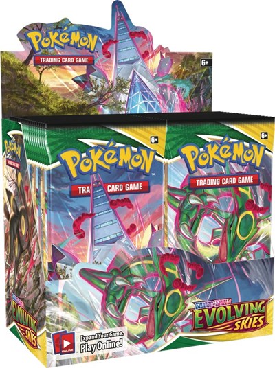 Evolving Skies booster box product photo used for sealed Pokemon card market analysis
