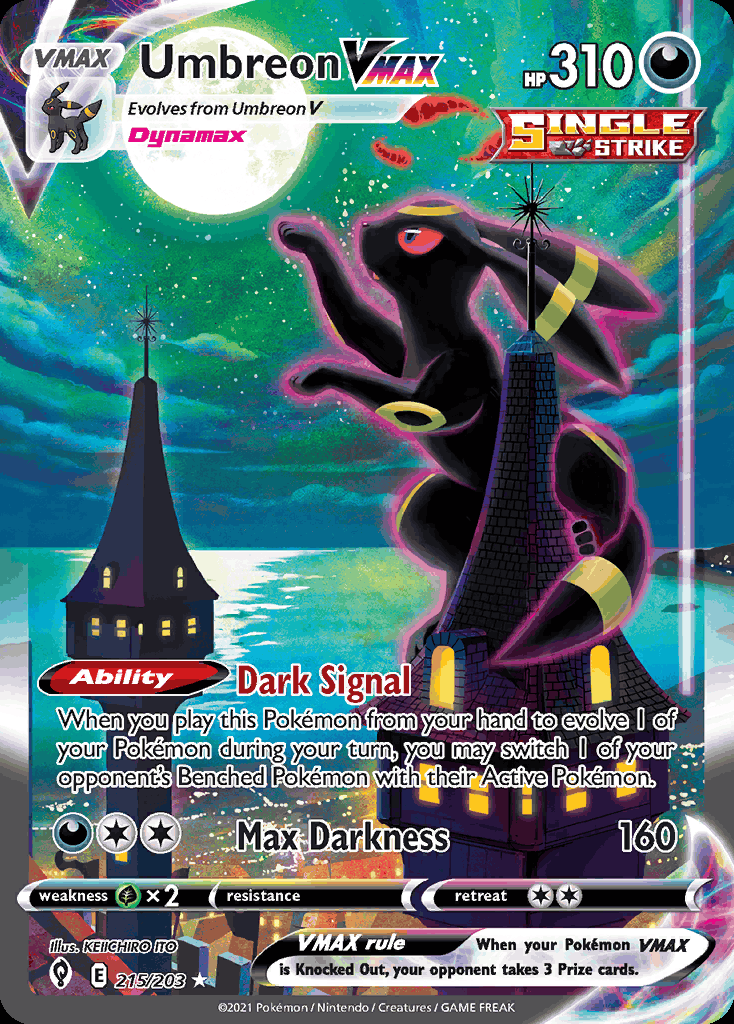 Umbreon VMAX alternate art from Evolving Skies used for Moonbreon price analysis