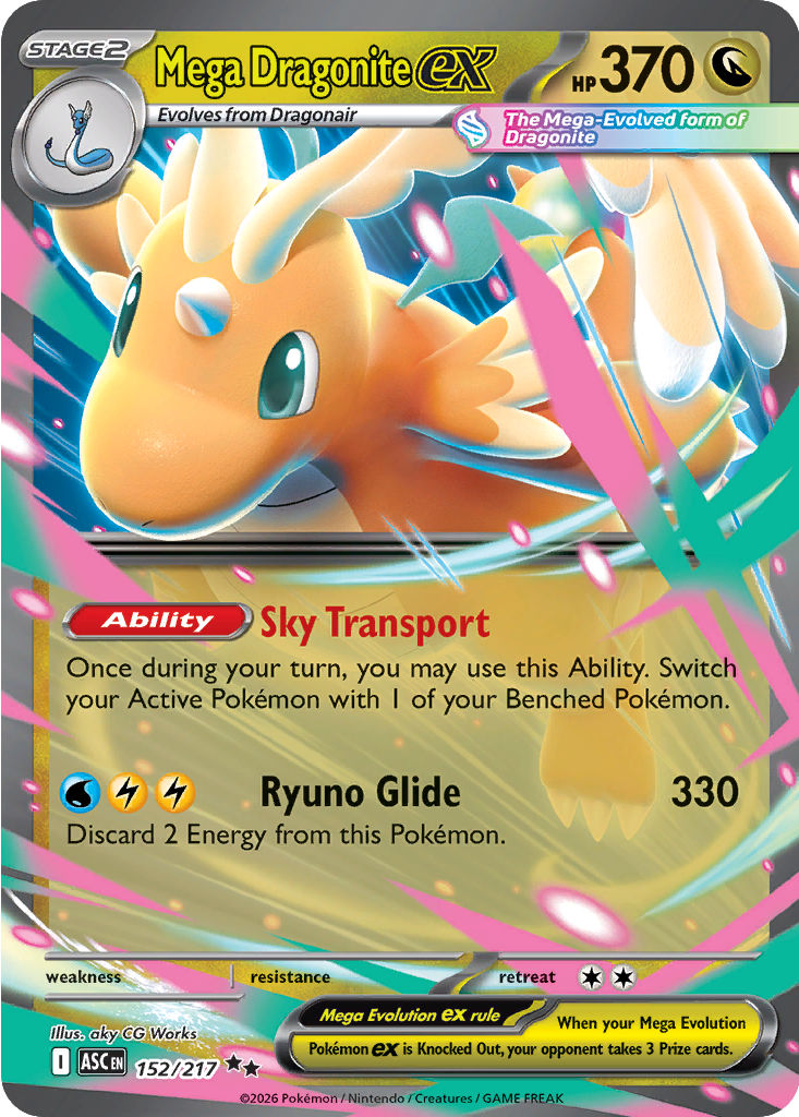 Mega Dragonite ex from Pokemon TCG Ascended Heroes set