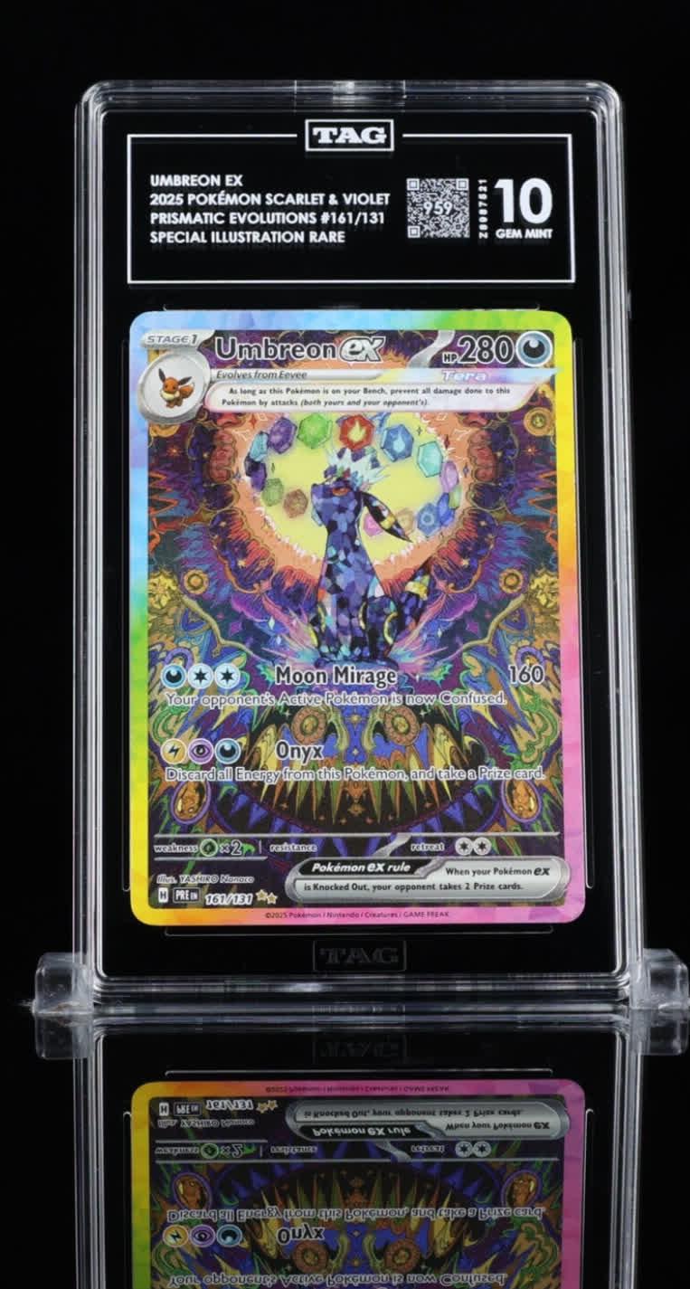 Umbreon ex Prismatic Evolutions PSA 10 — undervalued Pokemon cards February 2026